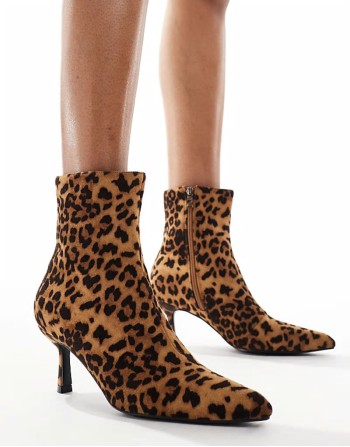 kitten heel ankle boots  in leopard