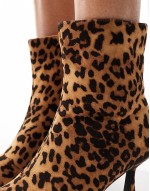 kitten heel ankle boots  in leopard