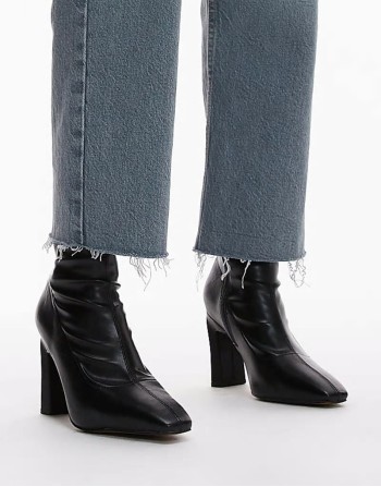 Wide Fit Orry high heeled boots with pointed toe in black