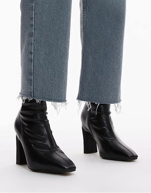 Wide Fit Orry high heeled boots with pointed toe in black