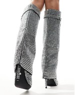 Hemlock foldover embellished knee boots in silver