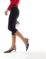 diamante detail slingback heels in black