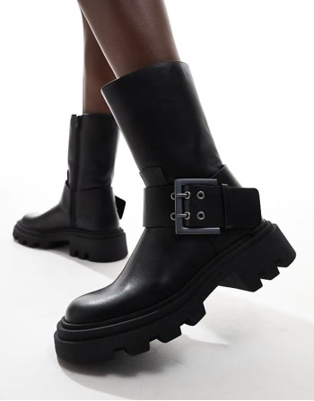 ankle boot with buckle detail in black