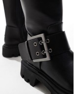 ankle boot with buckle detail in black