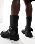 ankle boot with buckle detail in black