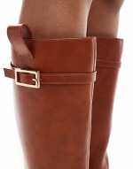 Callie smart flat riding knee boots in tan