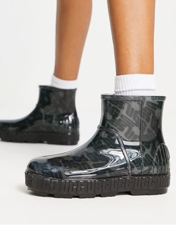 ‌Stylish Drizlita Graphic Monogram wellie boots in black