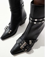 clean western boot with buckles in black