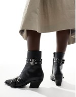 clean western boot with buckles in black
