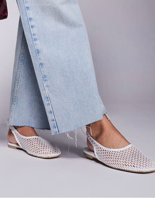 Lost Angel high vamp sling back ballet flats in white mesh