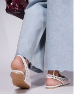 Lost Angel high vamp sling back ballet flats in white mesh