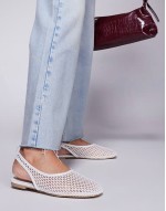 Lost Angel high vamp sling back ballet flats in white mesh