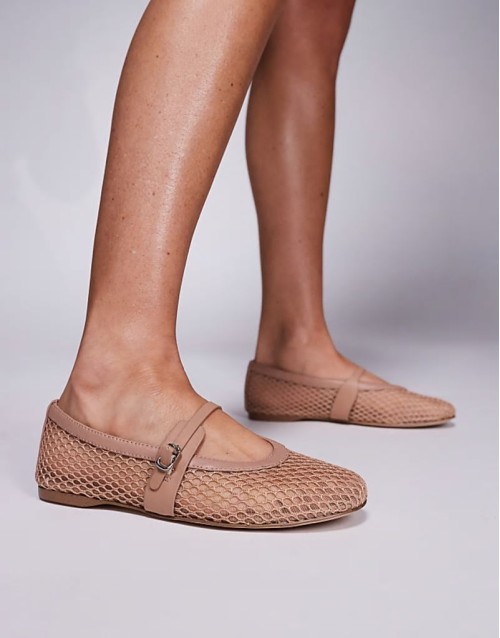 Rejoice-M mesh ballet flats in beige