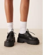 Marley lace up flat shoe in black