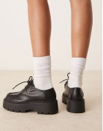 Marley lace up flat shoe in black