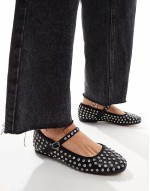 40% New Vinetta-R rhinestone ballet flats with strap in black