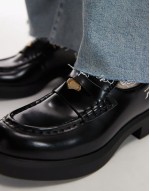 patent leather chunky loafers in black