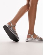Junior strappy flatform sandal in silver