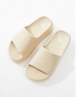 Wide Fit Freedom cleated flatform slider in off-white