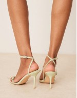 bow heeled sandals in sage green