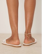 Bella strappy knot flat sandals in white