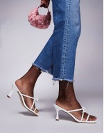 Asuka bow kitten heeled sandals in white